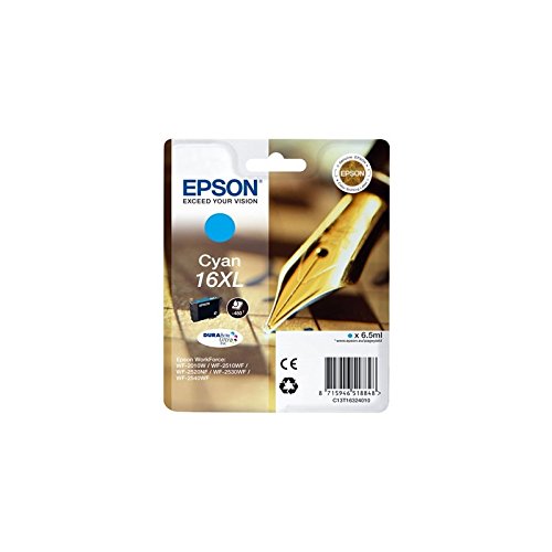 Originale Epson T1632XL Ciano per Epson WF2010W 2510WF 2520NF 2530WF C13T16324012 16XL, Capacità: 6, 5ML