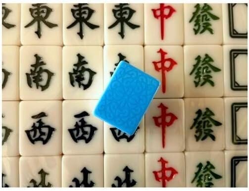 Jeu de Mahjong Chinois Portable Bleu avec 136 Tuiles en Acrylique pour Voyage