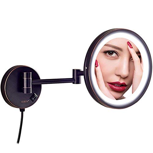 Miroir de vanité mural 5X haut de gamme avec prise de confort intégrée - 2