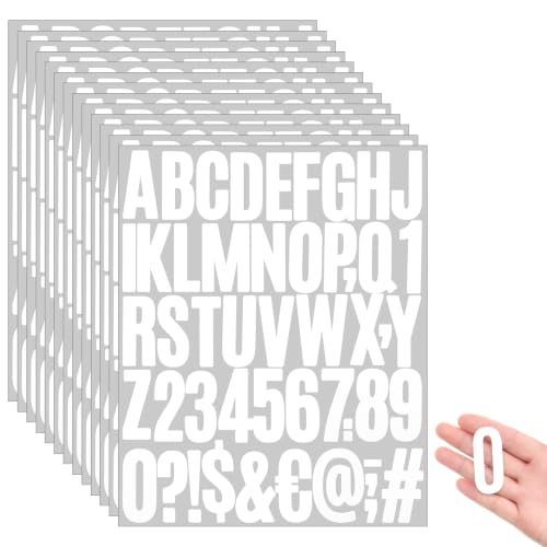 Image of Qilery 32 Sheets 2 Inch Letter and Number Stickers Self Adhesive Vinyl Letters Alphabet Stickers Big Font Letters Number Tags for School Classroom Home Mailbox Decor (White)