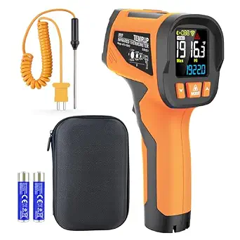 TEMIRUP Infrared Thermometer Temperature Gun with Thermocouple Probe, -40℉ to 1922℉, 30:1 Ratio, High Temp Pyrometer for Cooking, Industrial, and Automotive Use