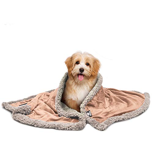 Premium Puppy Sherpa Blankets for Small Dog Cats Kitten | Ultra Soft Flannel Plush Pet Bed Blanket Reversible - 30x45 Inche