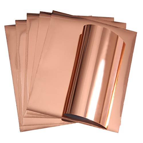 Stretch Metallic Vinyl Easy to Iron on Heat Transfer Vinyl Rose Gold Foil Vinyl Stretch HTV Sheet for T-Shirt,Hoody Decoration at Home or Party 12