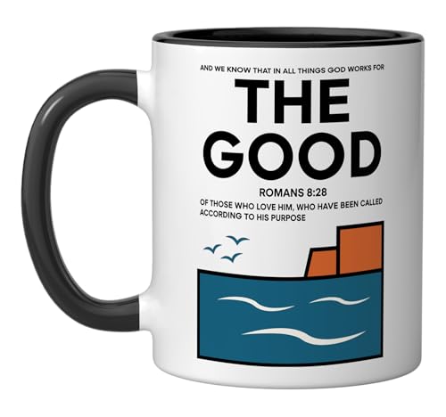 Vaso Cerámico Cristiano Minimalista 11 onzas Negro/Blanco miniatura 1