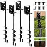 WAIWL Ground Anchors Screw in Shed Anchor 20 Inch 4 Pack with L Bracket