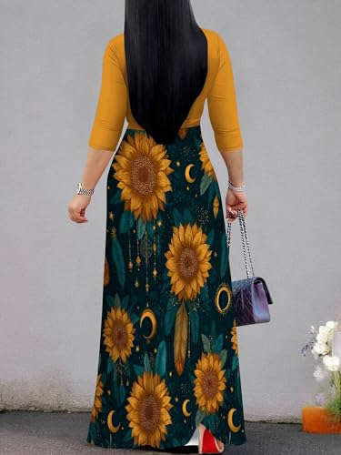 Image of PinkPatty Women's Long Sleeve Maxi Dress Plus Size Trendy Wedding Guest Wrap Dress with Pockets&Belt