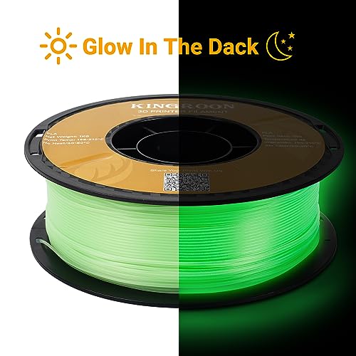 Image of Kingroon Glow in Dark 1.75mm PLA Filament, Fit Most FDM 3D Printers, Dimensional Accuracy + /- 0.03 mm, 1kg Spool(2.2lbs), Luminous PLA 3D Printer Filament - Green
