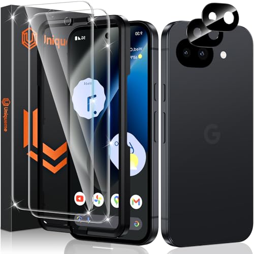 UniqueMe for Google Pixel 10A Screen Protector - 2+2 Pack Tempered Glass Screen Protectors + Camera Lens ProtectorSupport Fingerprint Anti-Scratch [9H Hardness][Bubble Free] Easy Installation