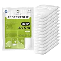 Garronda Abdeckfolie 4x5 m 12er Pack transparent HDPE Malerfolie für Renovierung Staubschutzfolie Umzug Abdeckplane Baufolie für Möbel- & Bodenschutz Folie reißfest GD-0166