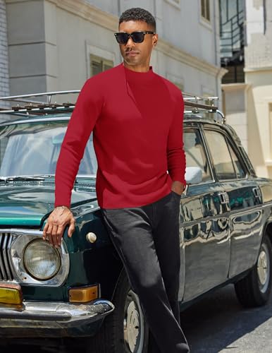COOFANDY Mens Mock Turtleneck Sweater Long Sleeve Basic Thermal Undershirt Slim Fit Lightweight Pullover Sweaters4