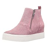  Zapatillas De Deporte De Cuña para Mujer Hueco Plataforma Mocasines Loafers con Cremallera Respirable Antideslizante Botas Cortas Sneakers