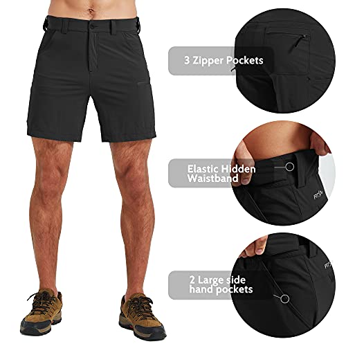 Fitst4 Men’s Cargo Hiking Shorts 7 Inch Stretch Water Resistant Quick Dry Lightweight Outdoor Tactical Shorts,Black,M #TOP5