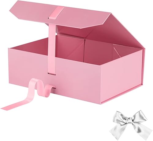Miniatura 2 de GoooodGift Caja de regalo rosa de 10 x 7.3 x 3.5 pulgadas, caja decorativa con cinta, caja de regalo vacía con tapa de cierre magnético, caja de