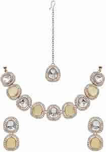 Buy Antique Jewellery Rose Gold Monalisa Stone Necklace Set with