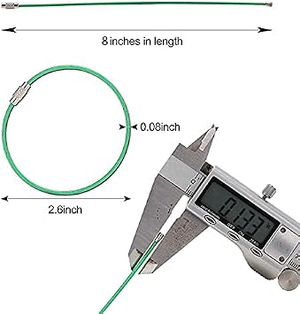 60 Pack Wire Keychain Cable 8 Inch Stainless Steel Key Ring Loop, for Outdoor Hiking Luggage Tags- Colored Nylon Coated Keychain