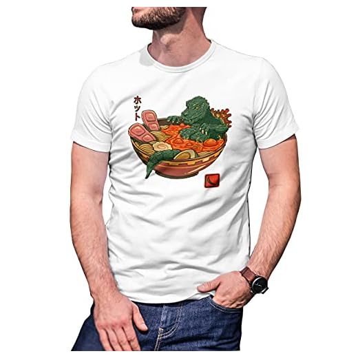 Spicy Lava Ramen King Godzilla Vit T-Shirt För Män Size XL