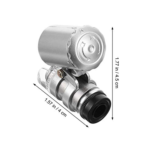 VILLCASE Mini Lupa de Microscópio 60X Portátil Mini Bolso Led Luz Lupa Microscópio Lupa Joalheiro Po