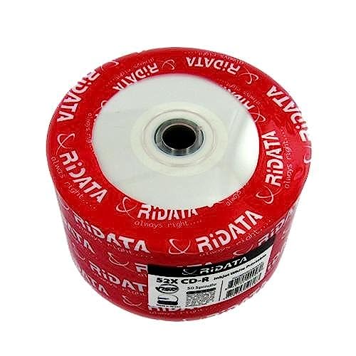 Ridata 52X 80-Min White Inkjet Hub/Silver CD-R's 100-Pak Shrinkwrap