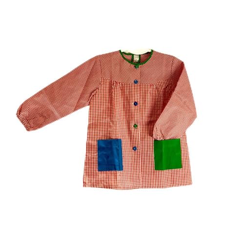 PLUS HOME Bata con botones escolar infantil para ñino-ñina con 6 colores y tallas de 2-14años con dos bolsillo laterales y elástica en puño