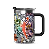 Hydrapeak x WNBA Officially Licensed All-Team 18oz Insulated Coffee Mug with Flip Lid and Handle for Travel, Cold/Hot, Stainless Steel Coffee Cup Insulated, BPA-Free Double Walled, Tea Mug