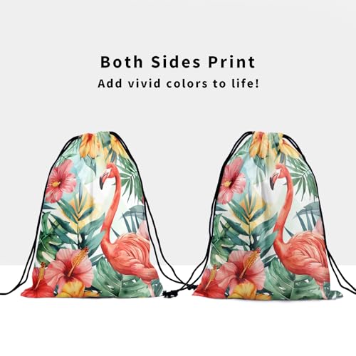 Beautiful Flamingo Gymnastic Grip Bag Tropical Flowers Drawstring Bag for Holiday Gym Beach Dance3