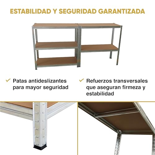 Miniatura 10 de Kithome Pack De 2 Estanterías Galvanizadas De 5 Baldas, 180 X 90 X 40 Cm