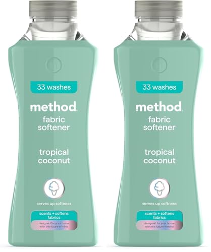 method Fabric Softener, Fabric Conditioner to Soften Your Clothes, With Fresh Tropical Coconut Scent, 990ml, 1 x 33 washes (Pack of 2)