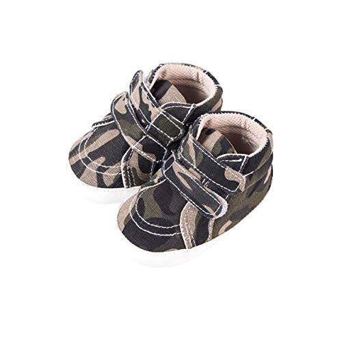 DEBAIJIA Krabbelschuhe Segeltuch Sneaker mit Rutschfester Sohle aus Silikon Kleinkind Schuhe Geeignet für 6-18 Monate Baby Junge Mädchen Klettband Slip-On-Verschluss Shoes Hl03 Grau 18 EU