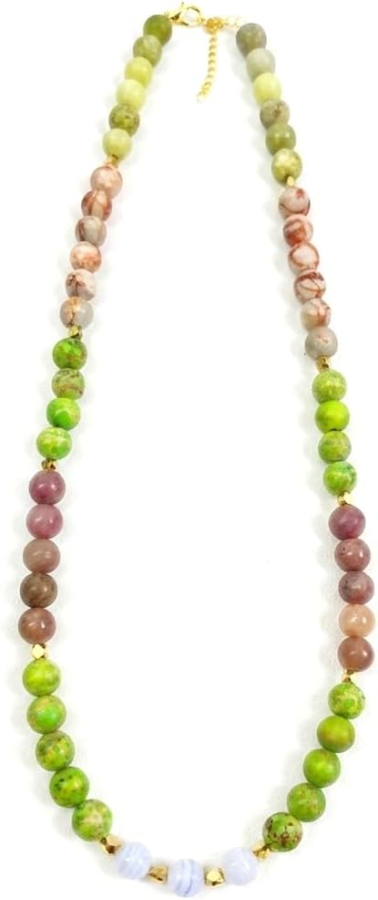Premium Multi Gemstone Beaded Necklace, Handmade Natural Stone Jewelry with Gold Lobster Clasp, Adjustable Gift for Women, Custom Length 16-20 Inches