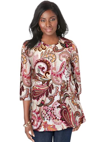 Jessica London Women's Plus Size Swing Tunic Oversized Long Blouse