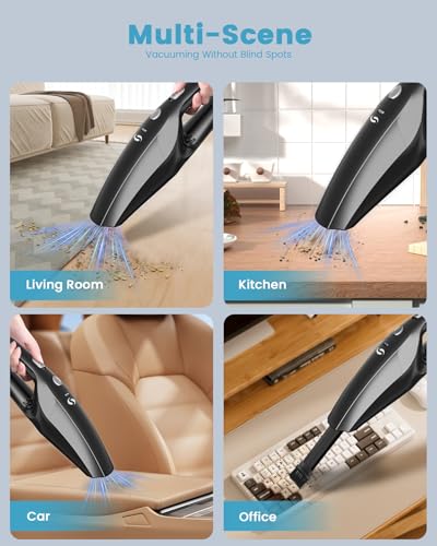 SERVOMASTER Handheld Vacuum Cleaner, Powerful Suction Car Vacuum Cleaner, Rechargeable Hand Held Vacuum Cordless with Washable HEPA Filter for Car, Home, Office, Pet Hair, Black - Image 4