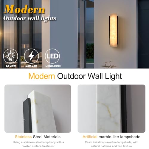 Applique Murale Extérieur LED Étanche Rectangulaire Noire en Acier 45CM