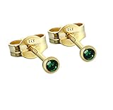 Liferumfang: 2 Stück NKlaus Paar Ohrstecker Gold 333er 2,50mm dunkelgrün Zirkonia Damen Herren 6698
