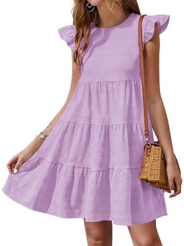 Yousify Purple Dress for Women Short Sleeve Summer Dresses for Women 2026 Loose Babydoll Dress Short Womens Dresses