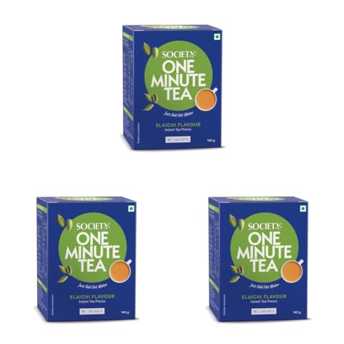 Image of Society One Minute Tea | Elaichi Flavour | Made with Cardamom | Flavoured Instant Tea | 14g X 10 Sachets (140g) (Pack of 3)