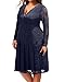 Pinup Fashion Plus Size Dress Women Wedding Guest Navy Blue Lace Cocktail Fall Long Sleeve Party V Neck Knee Length Holiday Dresses