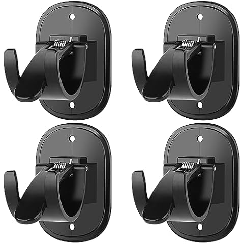 Yallo Self Adhesive Curtain Rod Bracket (4 Count), Universal Plastic Curtain Rod Holders, Can be Drilled or Self-Adhesive, Curtain Rod Hooks for Bathroom, Bedroom, Livingroom, Kitchen (Black) Cover