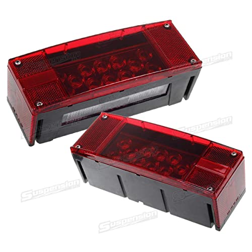 Left+Right/Over 12 Led Super Diodes For Each Light/Auto 2Pcs 12V Led Submersible Low Profile Rectangular Trailer Lights, Tail Stop Turn Running Lights Kit, Sealed For Boat Trailer Truck Marine #TOP1