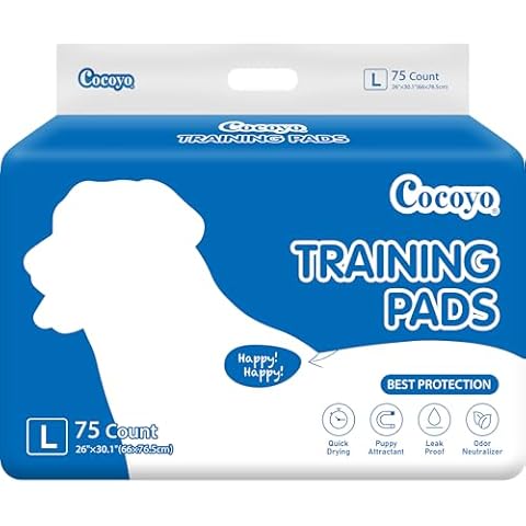 COCOYO Dog Training Pads Large Size丨Eliminating Urine Odor Puppy Pads 丨 Premium Dog Pee Pads Value Pack (75 Count, L 26x30 inch) Cover