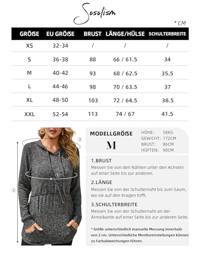 Sosolism Stillpullover Langarm Still Oberteil Winter Stillmode Lose Bequem Stilltops Freizeit Schwangerschaft Sweatshirt mit Tasche Hellgrau, XX-Groß