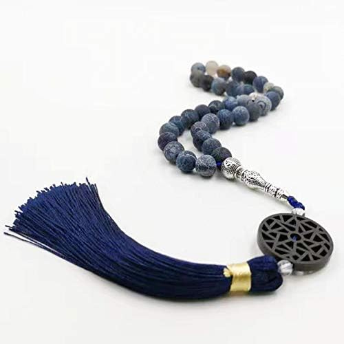 Miniatura 6 de Cuentas de oración Tasbih de ágata natural envejecida, 33 cuentas, nuevos estilos, borla de algodón, rosario profesional para hombre musulmán (0.315