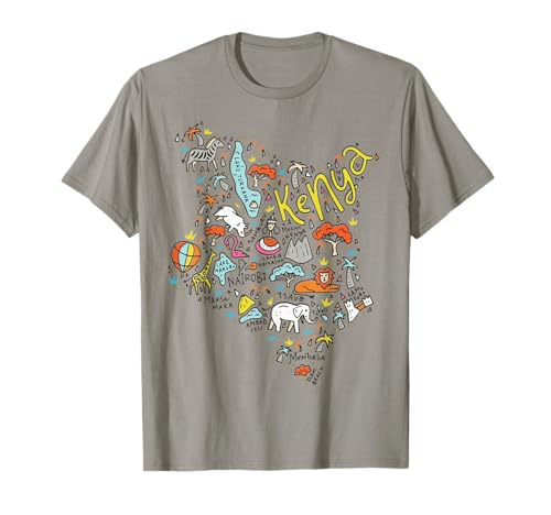 Travel Africa Kenya Map Nairobi Safari Masai Mara Holiday T-Shirt