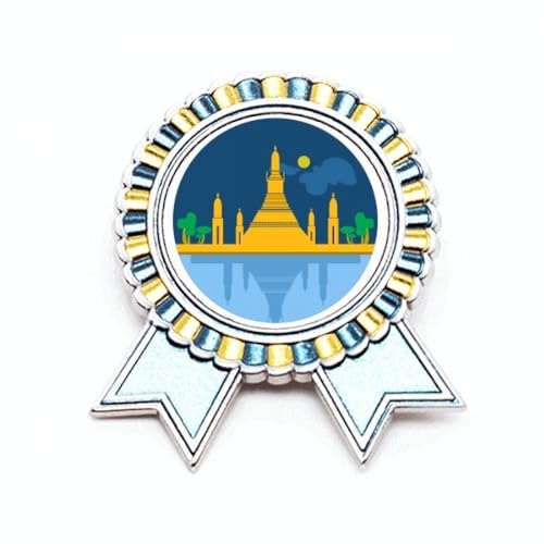 Broche bouclier temple de Thaïlande M métal pour personnaliser une veste