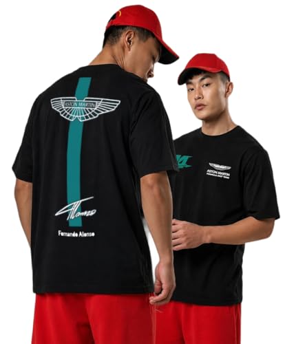 Image of Khakey Men's F1 Racing Graphic Printed Black T-Shirt | Formula 1 Back Print Drop Shoulder Tee | Motorsports Car Print Tshirt for Men & Women | Cotton Streetwear Tee's | Unisex Fit