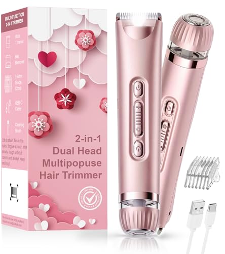 KINGTEE 5-in-1 Electric Bikini Trimmer for Women – IPX7 Waterproof Shaver, Cordless Body & Facial Razors for Women, Ceramic Blades, USB-C Rechargeable, Painless Hair Removal Kit (White)