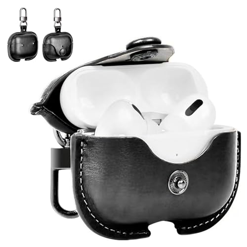 JXRICH For AirPods Pro �P�[�X ��2���� �G�A�[�|�b�Y�v�� 2�P�[�X �{�v �C�^���A�����U�[ �G�A�[�|�b�Y�v�� �p �J�o�[ ���� PU�v �S�ʕی� �ϏՌ� �O��LED�����v����[�u���b�N]
