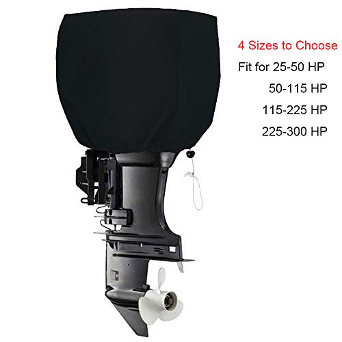 Flymei Outboard Motor Cover, Heavy Duty Boat Engine Hood Covers Water Resistant Boat Motor Cover Outboard Engine Cover (Black, 50-115 Hp) #TOP3