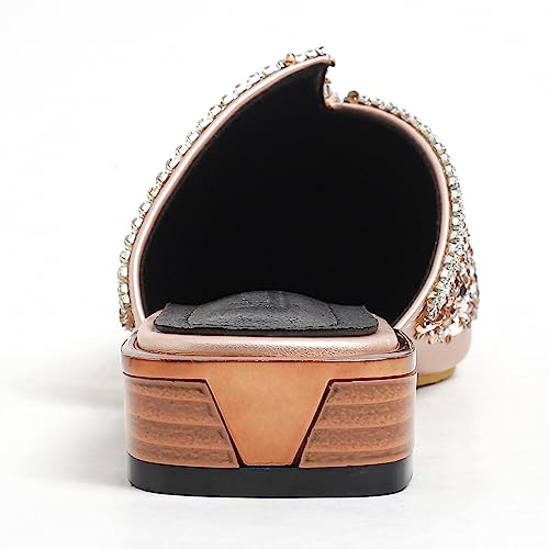 Mules For Women Slip On Comfortable Pointed Toe Flat Shoes On Loafers Backless Pointed Toe Satin Mule Slides Golden Size 9 #TOP4