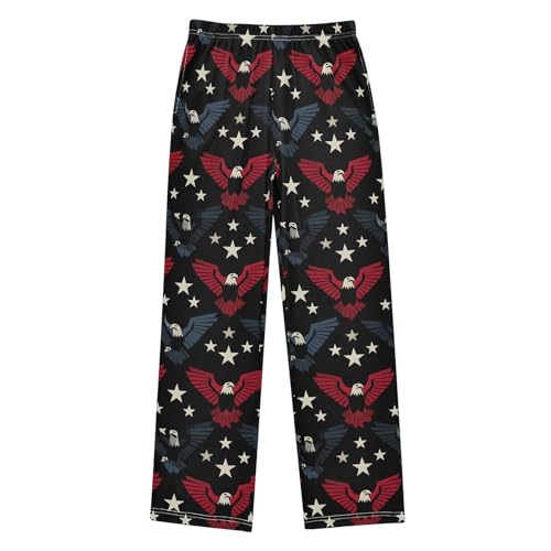 Pajama Pants Eagle White Star Pattern Long Sleep Pants Lounge Bottoms