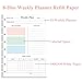 Weekly Planner Undated Refills - Junior Size 53 Sheets/106 Pages Colorful Weekly Planner for 8-Disc Discbound, 100 gsm White Paper, Lasts 1 Year, Undated, 5.8